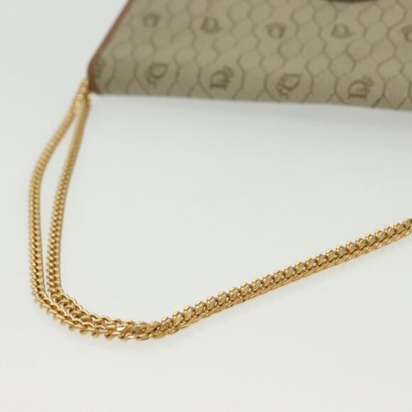 DIOR Honeycomb Canvas Chain Shoulder Bag Pvc Beige Gold - Picture 7 of 12